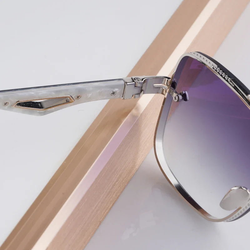 Luxury Me's Sunglasses Large Square Women Alloy Acetate Double Bridges Handmade in Germany High Quality Gafas UV400 THE KING  II