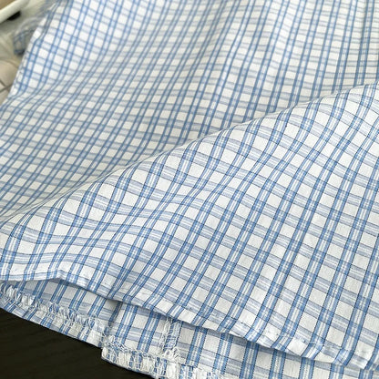 New Boys Clothing Children Summer Set Kids Plaid Shit Embroidered Tie Shorts 2pcs/suits Children Fashion Tracksuits 0-5Year