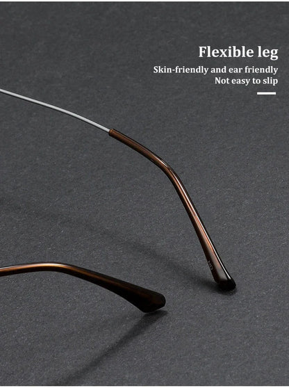 Fashion Vintage Teal Pure Titanium Eyeglasses Men and Women Computer Blue Blocking Myopia Customizable Prescription D8060