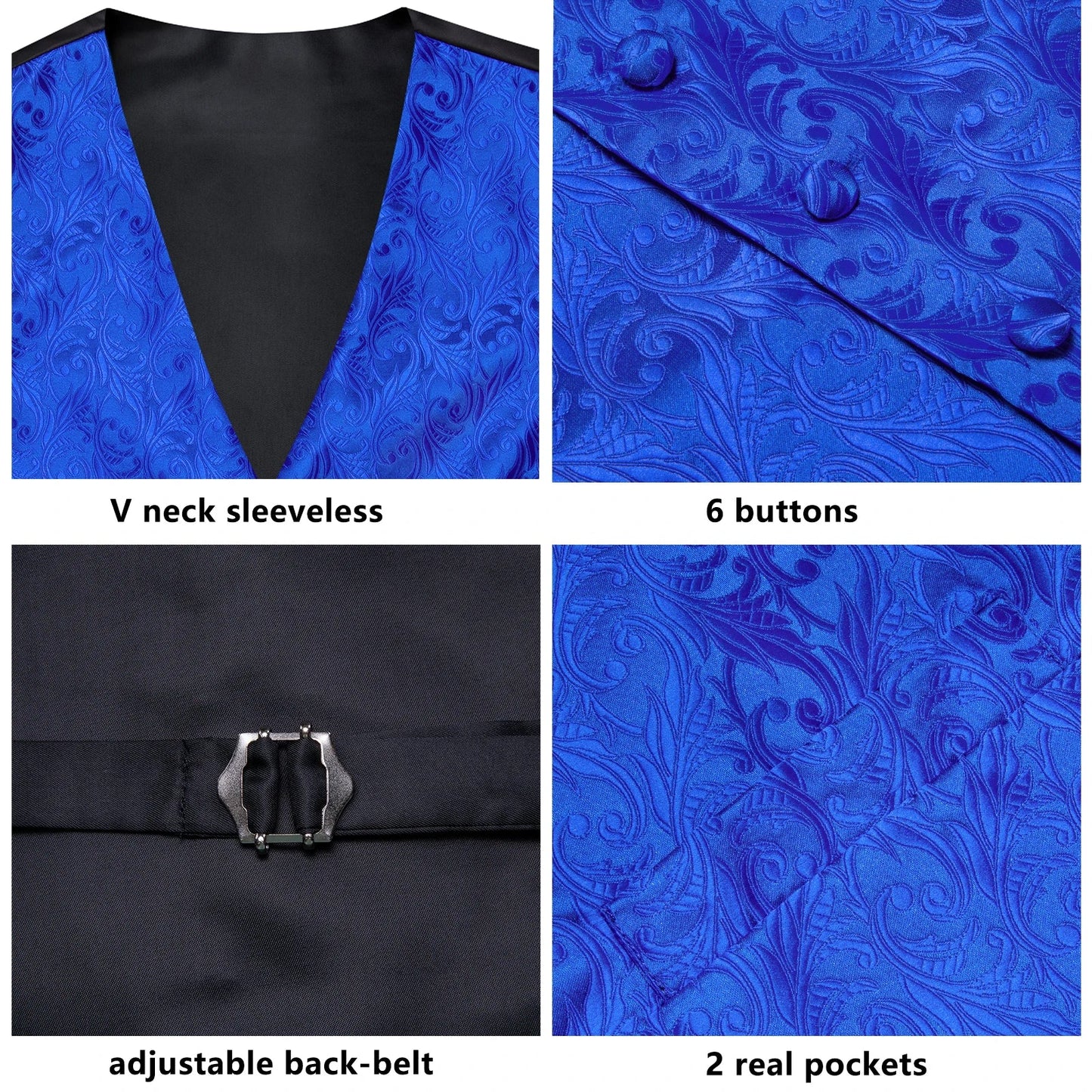 Men's Classic Floral Vest & Tie Hanky Cufflinks Set – Waistcoat for Weddings Events Party Gift