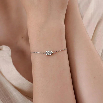 Bezel Setting 1/2CT Pear Marquise Emerald Cut Moissanite Solitaire Link Bracelet Women 925 Silver Diamond Party Wrist Chain