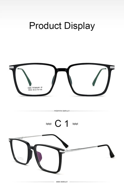 Men's Classic Titanium Square Frames Anti-Blue Light Reading Glasses Men Myopia Hyperopia Customizable Prescription 5042X