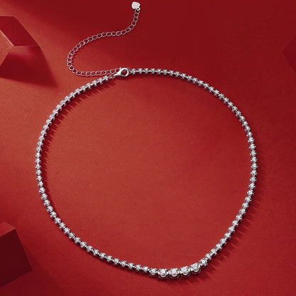 Moissanite Tennis Necklace for Women S925 Sterling Silver Plated Gold 1.2 Carat Diamond Chain Necklaces Wedding Party Jewelry