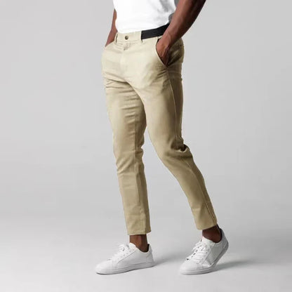 Casual Suit Pants Mens City Work Cotton Trousers Breathable Elastic Waist Pants Spring Autumn Solid Color Slim Versatile Pants