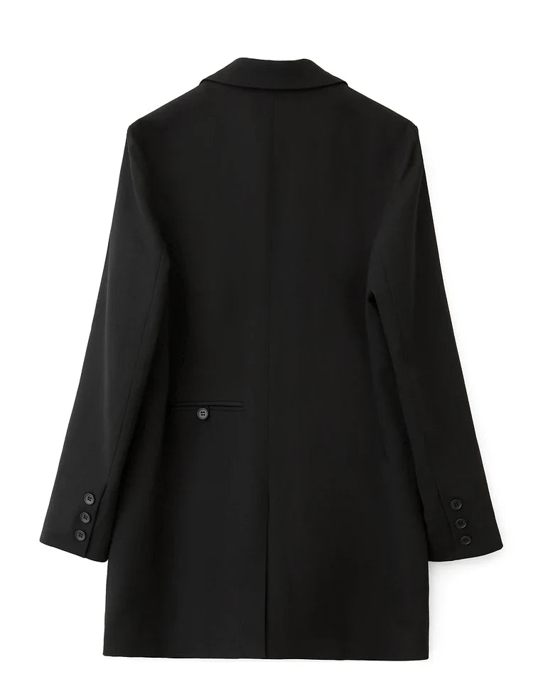 Minimalism Blazer for Women Korean 2023 Sping New Loose Office Lady Women's Jacket Fashion Black Solid Female Coat 12321065