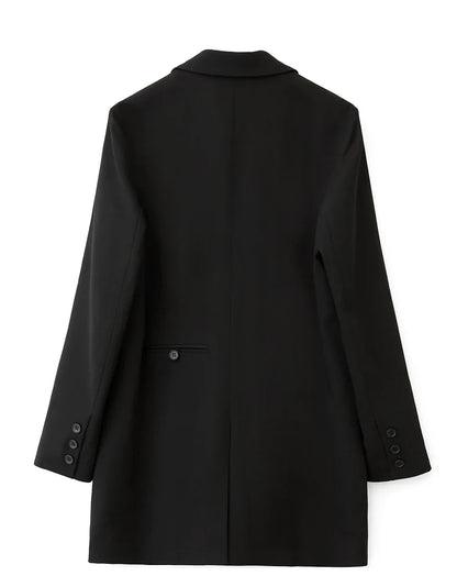 Minimalism Blazer for Women Korean 2023 Sping New Loose Office Lady Women's Jacket Fashion Black Solid Female Coat 12321065