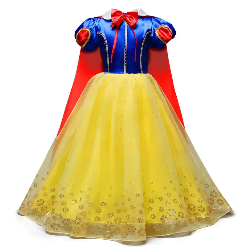 2025 Girls Disney Princess Dress Snow White With Cape Kids Cosplay Halloween Birthday Costumes Children Party Dress 10Y Clothes