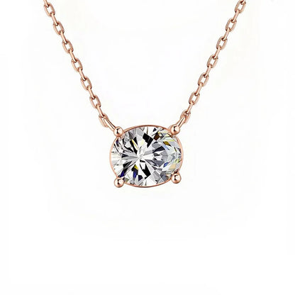 1/2/3carat East West Set Oval Cut Solitaire Moissanite Diamond Pendant Necklaces for Women Adjustable Stackable Neck Chain