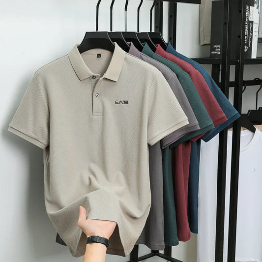 Luxury brand polo shirt short sleeved letter printed men's top summer 100% cotton comfortable breathable casual lapel T-shirt