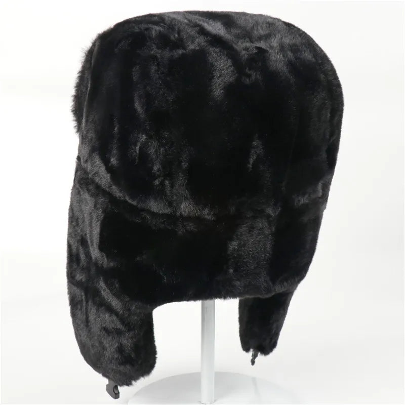 Men Women Ear Flap Hat Winter Full Fur Warm Outdoor Hat Windproof Cold Resistant Thickened Thermal Headwear for Cold Weather