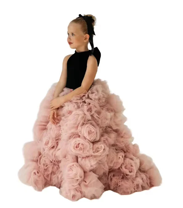 Flower Girl DressesLuxury White Ivory Flower Flower Girl Dresses Pearls Dubai Kids Princess Birthday Wedding Party Children Holi