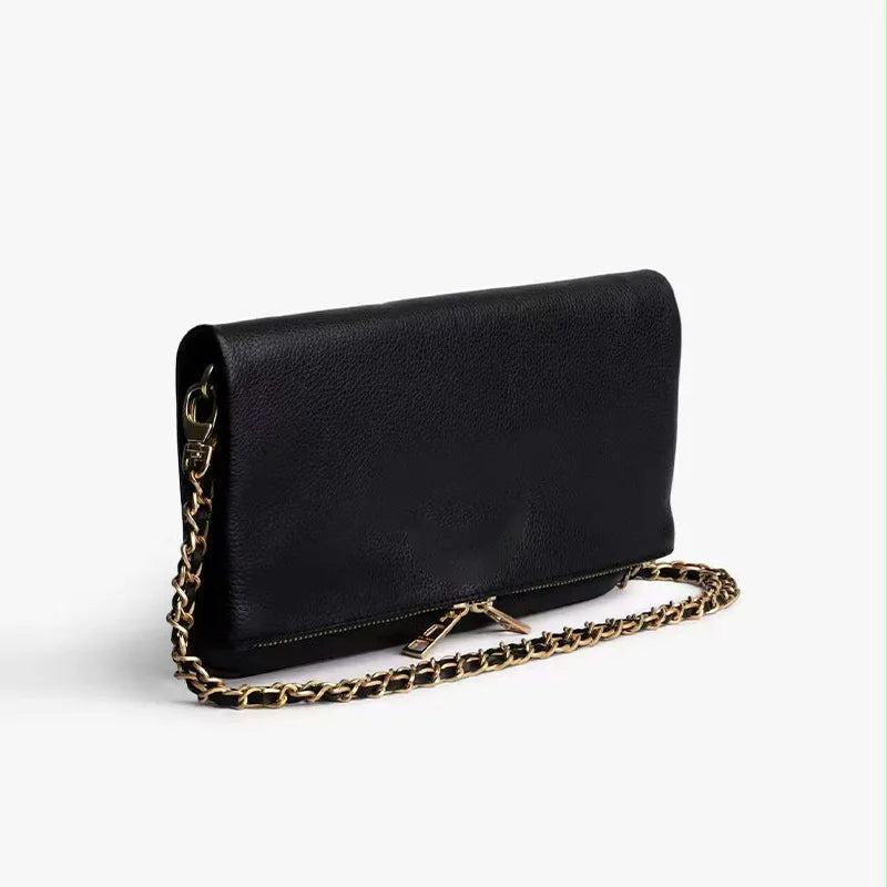 Luxury Design Bag for Women Fashionable Black Leather Ladies Crossbody Bag 2026 New Style Retro Single Shoulder Envelope Bag