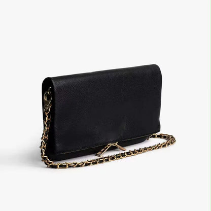 Luxury Design Bag for Women Fashionable Black Leather Ladies Crossbody Bag 2026 New Style Retro Single Shoulder Envelope Bag