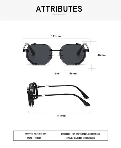 2024 Steampunk Sunglasses For Men Fashionable Square Punk Fashion Glasses Designer Sunglasses Women Trendy Gafas De Sol Hombre