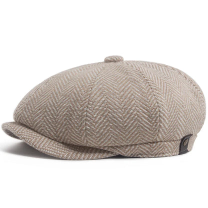 New Retro Herringbone Newsboy Cap For Men Autumn Winter Warm Beret Women Fashion Vintage Hat Hip Hop Female Flat Caps Berets