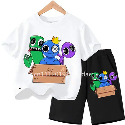 Kids Rainbow T-shirt Friends Girls Boys Clothes Summer Short Sleeve Tshirt Set Cartoon Tee Tops Game Anime Shirts Camiseta