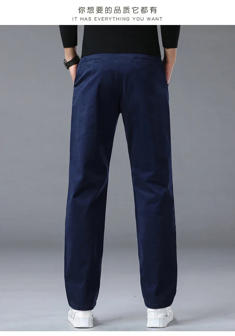 190 Cm Tall Men's Pants Summer Straight Chino Trouser Male Stretch Cotton Office Work Extra Long Leg Length 115 110cm Lengthed