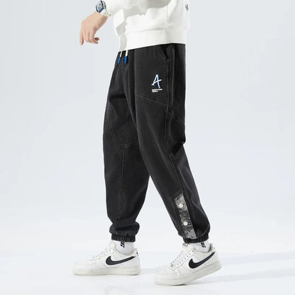 Korean Popular Clothes Jeans Casual Men Loose Fit Stretch Spandex Denim Jogger Pant Male Hip Hop Streetwear Trouser Big Size 8XL