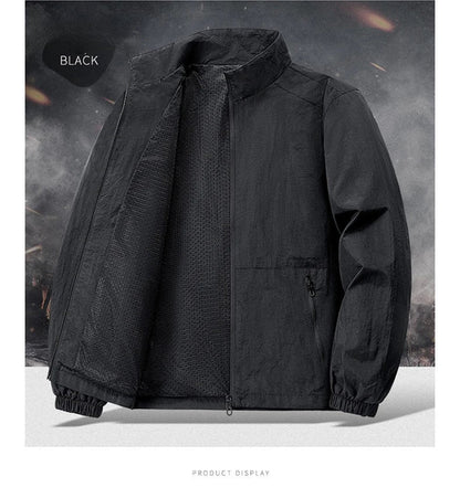 Autumn Breathable New Men's Jackets Outdoor Sports Loose Korean Casual Coat Man Stand Up Collar Classic Solid Color Windbreaker
