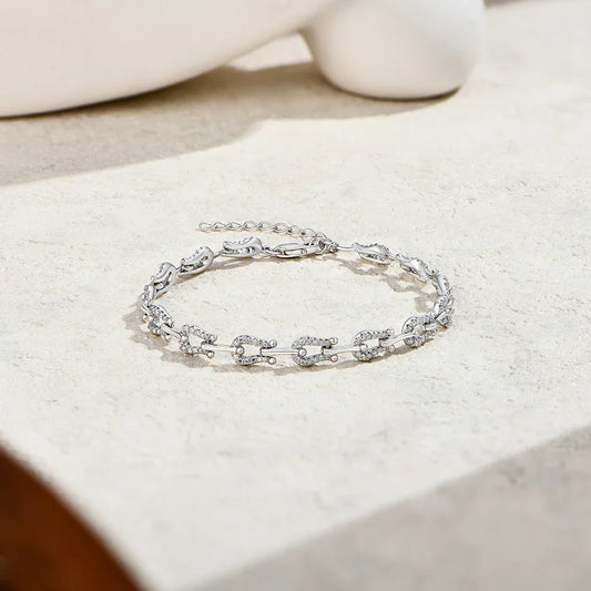 Nouveaux bracelets originaux en moissanite pour femmes, en argent sterling 925, bracelet ajustable en fer à cheval, cadeau de Nouvel An, bijoux de fête