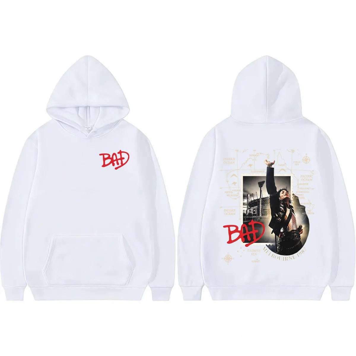 King of Pop Michael Jackson Bad Tour Pullovers Men Women Retro 80s Harajuku Fashion Hoodies High Quality Casual Cozy Sweatshirts