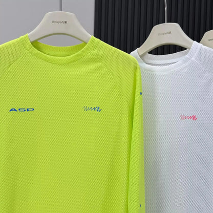 Man Mountain Outdoor Mesh Long Sleeve, Quick-Dry Breathable & Stretch Round Neck Top Unisex