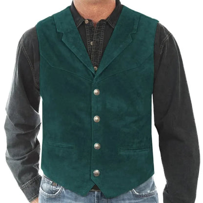 Men Vest Brown Frosted Velvet Solid With Lapel Business Casual Waistcoat For Formal Wedding Party Banquet Work Men Suit