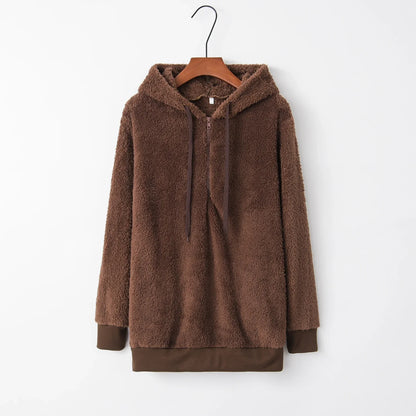 Fashion Trend Long-sleeved Hooded Solid Color, Women's Sweater Coat