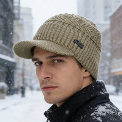 Unisex Warm Winter Hats Stylish Add Fur Lined Soft Beanie Cap With Brim Thick Winter Knitted Hats For Men & Women Dropshipping