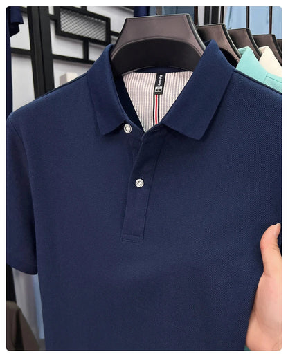 100% pure cotton high-end short sleeve polo shirt men's summer fashion new breathable Korean business casual golf brand T-shirt