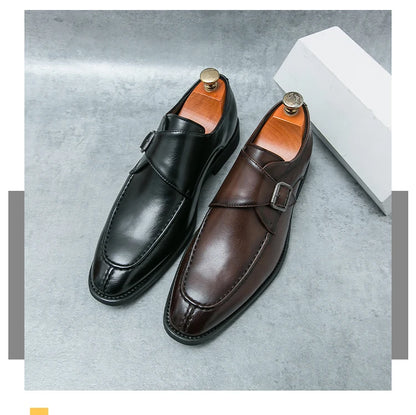 Men's business casual leather shoes cowhide retro round head British leather shoes men's leather big head men's shoes tide
