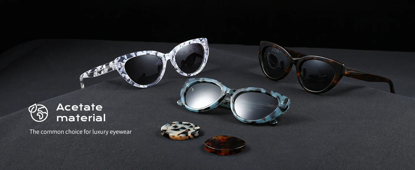 Fashion Cateye Prescription Sunglasses Women Handmade Acetate Myopia/Progressive Sun Glasses Polarized Optical Shade