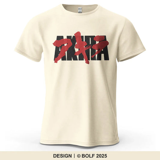 Akira Japanese Font Printed Men's T-Shirt 100% Cotton Oversized Classic Graphic Tees for Women Tops Tees Streetwear