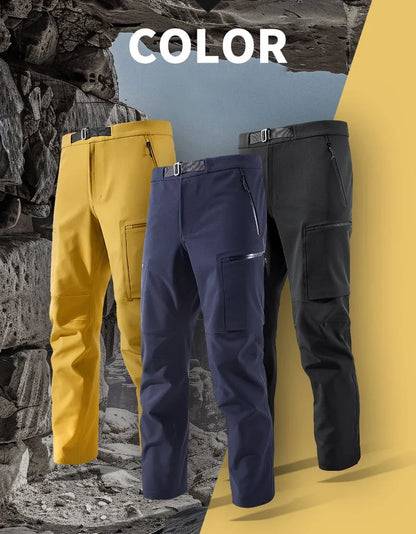 Autumn Hiking Pant Men Waterproof Soft Shell Pant High Elastic Outdoor Cycling Fishing Trousers Multi Pocket Windproof Trousers