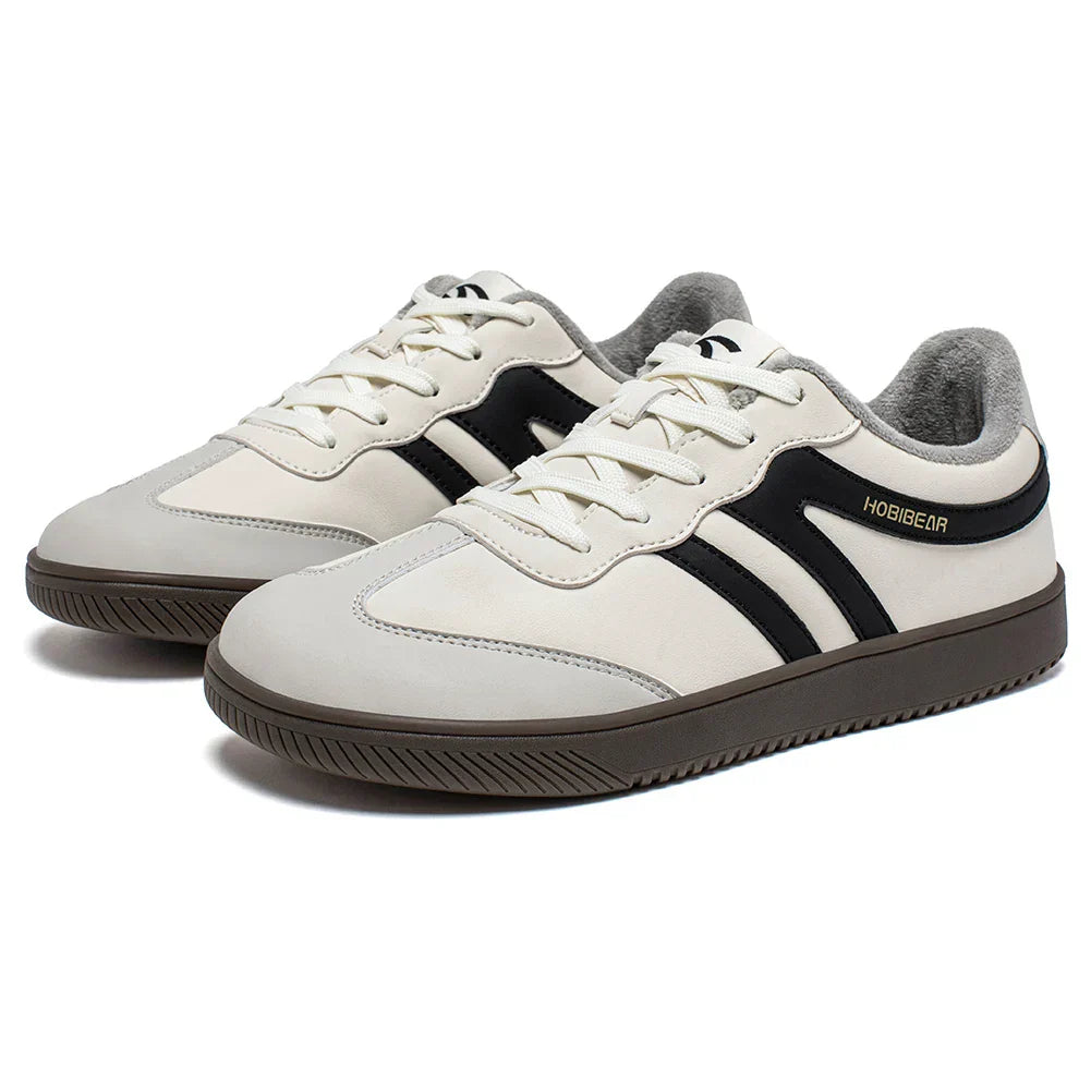 Wide Toe Shoes Unisex Artificial Leather Faux Fur Lined Sneakers Casual Retro Lace Up Shoes for Women Men