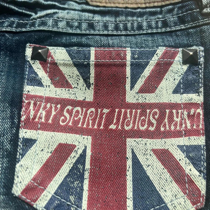 Y2K Retro British Style Flag Graphic Print Mini Shorts Harajuku Gyaru Denim Shorts Women Goth Slim Fit Hip Low Rise Short Pants