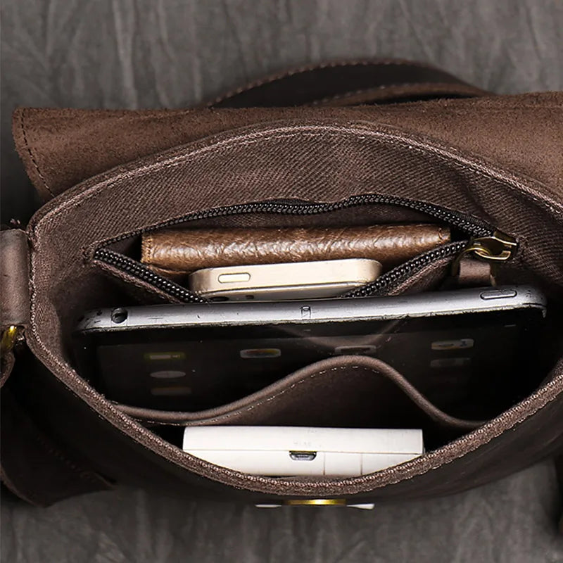 High Quality Messenger Bag For Men Genuine Leather Crossbody Bag Male Easy Travel Shoulder Bag for Tablet Men's Leather Handbag