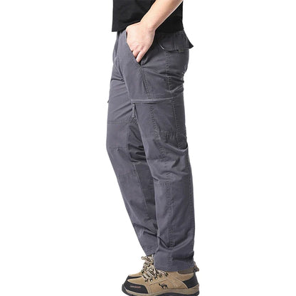 Summer Thin Cotton Overalls Men's Multi-Pocket Loose Large Size Work Pants Spring And Autumn Outdoor Sports Casual Pants