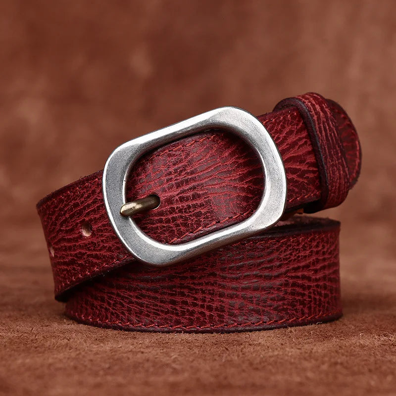 3.0CM Ladies Pure Cowhide High Quality Genuine Leather Belts for Women Needle Buckle Jeans Cowboy Waist Belt Luxury Designer