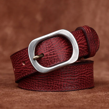 3.0CM Ladies Pure Cowhide High Quality Genuine Leather Belts for Women Needle Buckle Jeans Cowboy Waist Belt Luxury Designer