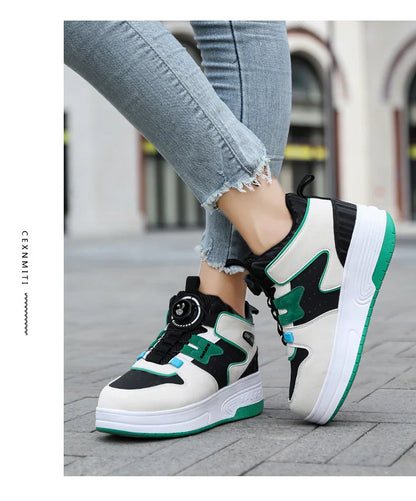 Children Junior Roller Skate Shoes Kids Sneakers with Two Boys Girls Wheels Shoes Running Adult Casual Boys Shoes size 31-42