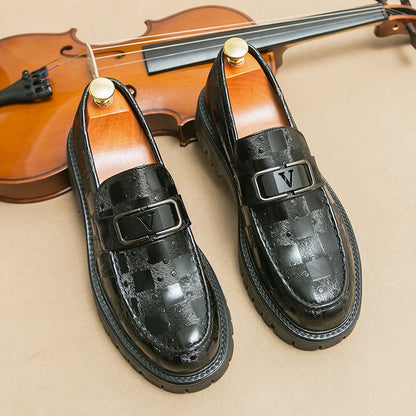New Platform Men's Casual Shoes Comfortable Fashion Luxury Loafers Men's Leather Shoes Heightening Loafers Beans Driving Shoes