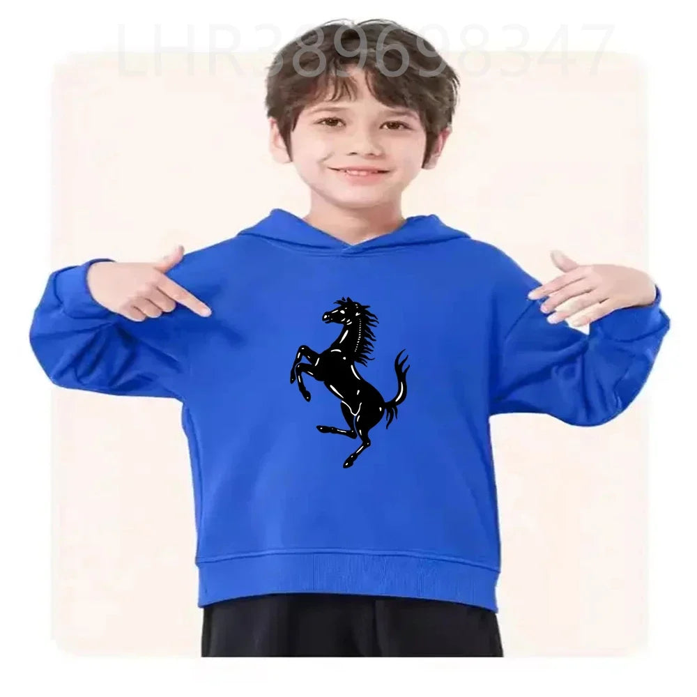 Children's Hoodies Top+Bottom Suit Girls Pink Boy Black Age 3-12 Coat Casual Toddler Long Sleeves Autumn Pegasus Print Clothing