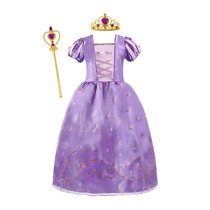 Girls Princess Dress Kids Cinderella Snow White Aurora Sofia Rapunzel Cinderella Halloween Costume Children Birthday Party Dress