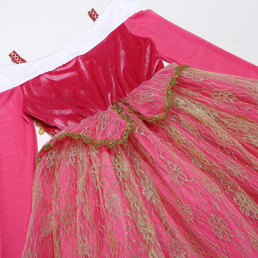 Girls Princess Costume Aurora Vestidos Cosplay Dress Girls Halloween Carnival Birthday Outfit Party Ball Gown