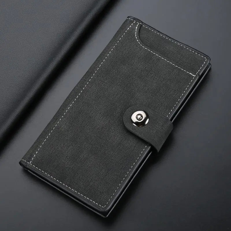 Magnetic Buckle Trifold Men Wallet PU Leather Business Casual Multi Card Holder Short Long Style Male Daily Purse Cartera Hombre