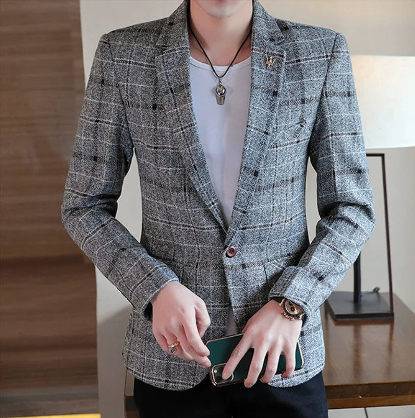 Men's Slim Fit Business Casual Shirt 2025 Korean Fashion Handsome All Seasons Polyester Boutique Style