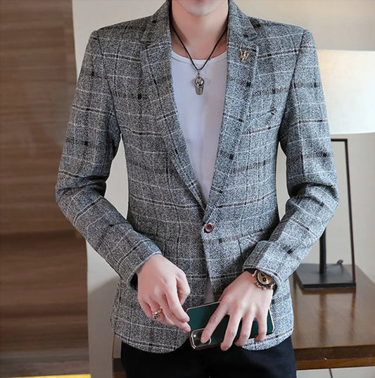 Men's Slim Fit Business Casual Shirt 2025 Korean Fashion Handsome All Seasons Polyester Boutique Style