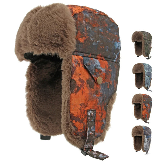 Bomber Hat Thick Warm Winter Fur Hats for Men Women Camouflage Ski Trapper Earflap Cap Male Female Windproof Russian Hat