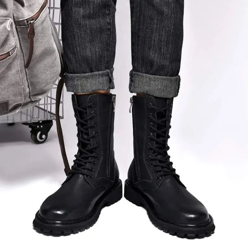 Plus Big Size 49 50 51 52 Winter Mens High Top Leather Boots Combat Tactical Shoes Hunting Khaki Black Retro Sales Discounts